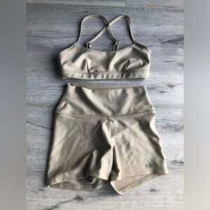 ALO Yoga California Sand Sports Bra and Shorts Set